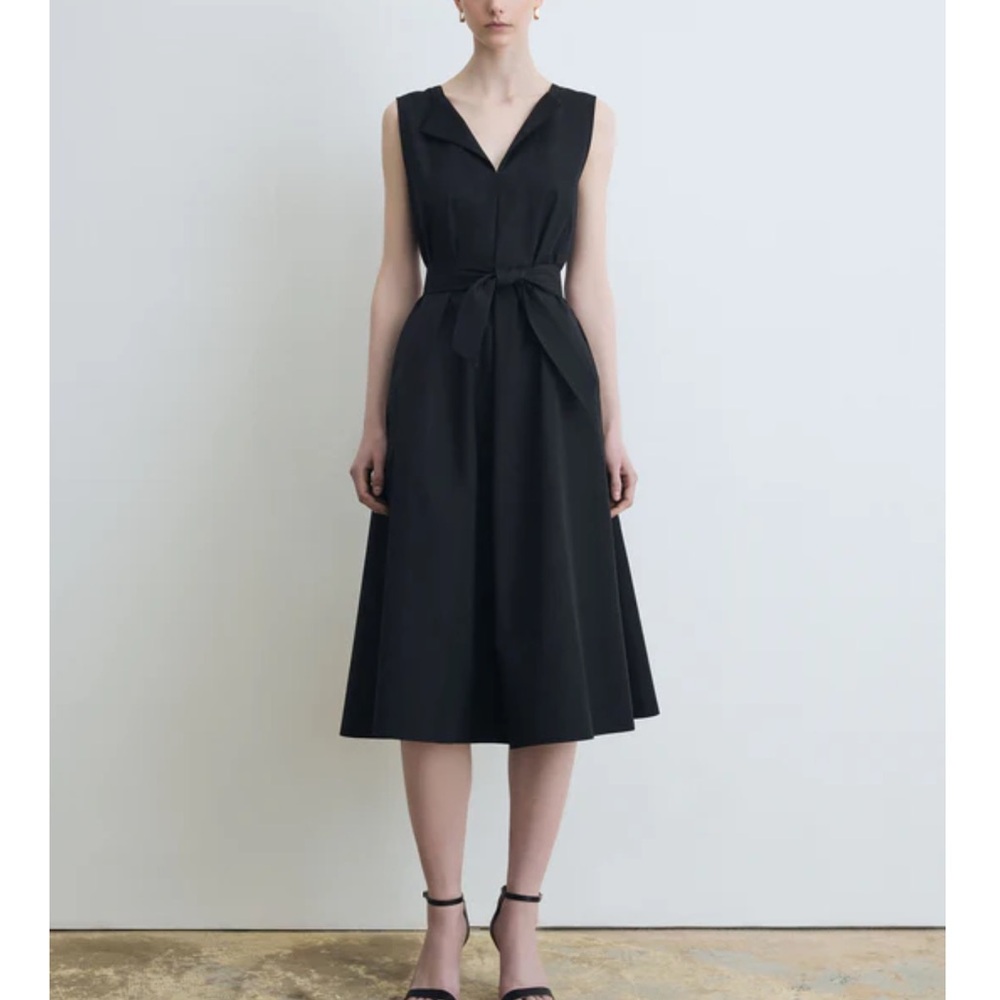 Judith And Charles Vivienne Dress Size 8 Women Quiet Luxury Cotton Pockets Black